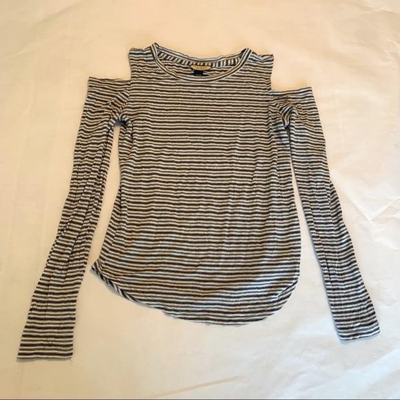 Prince and Fox cold shoulder long sleeve bounce knit t-shirt stripes grey - Picture 1 of 5